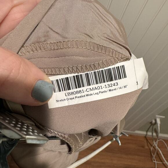 Quince Stretch Crepe Pleated Wide Leg Pants Morel Gray NEW Size 14 - Picture 9 of 9